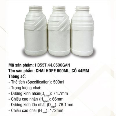 Chai HDPE 500ml Cổ 44mm